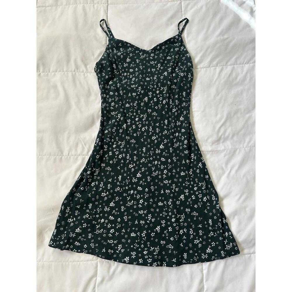 Women’s Sun Dress Sz 2 Presley Green White Daisy Floral Mini Fit & Flare Dress